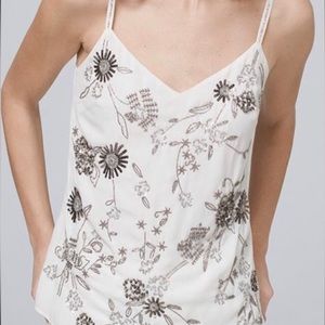 NWT White House Black Market Embellished Cami Ecru With Silver Top Size XL